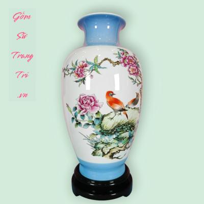 BÌNH SỨ MEN NGỌC - CHIM HOA MẪU ĐƠN